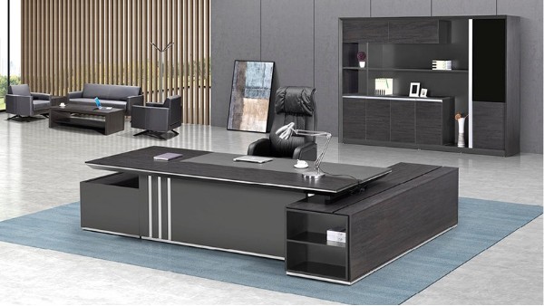 現(xiàn)代時(shí)尚高端板式老板辦公桌椅 大班臺