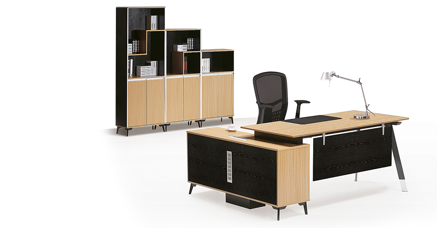 現代簡約板式老板辦公桌椅組合