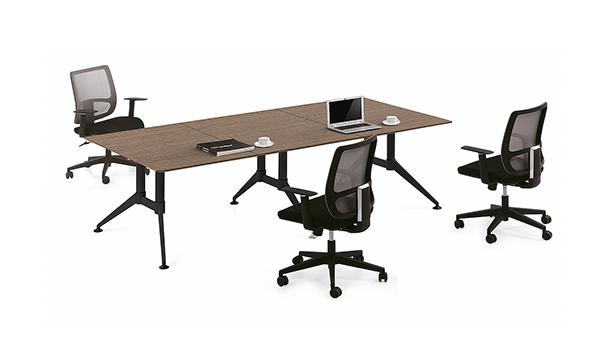 現代簡約長條6人板式鋼架會議桌洽談桌