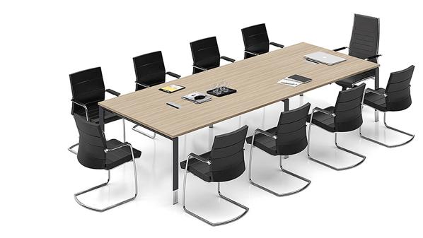 現代簡約長條10人板式鋼架會議桌廠家