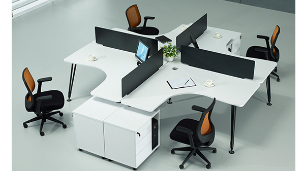 白色簡約十字型四人屏風辦公桌隔斷